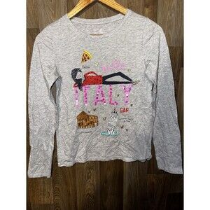 gap kids girls gray print tee long sleeve sz xxl /13y